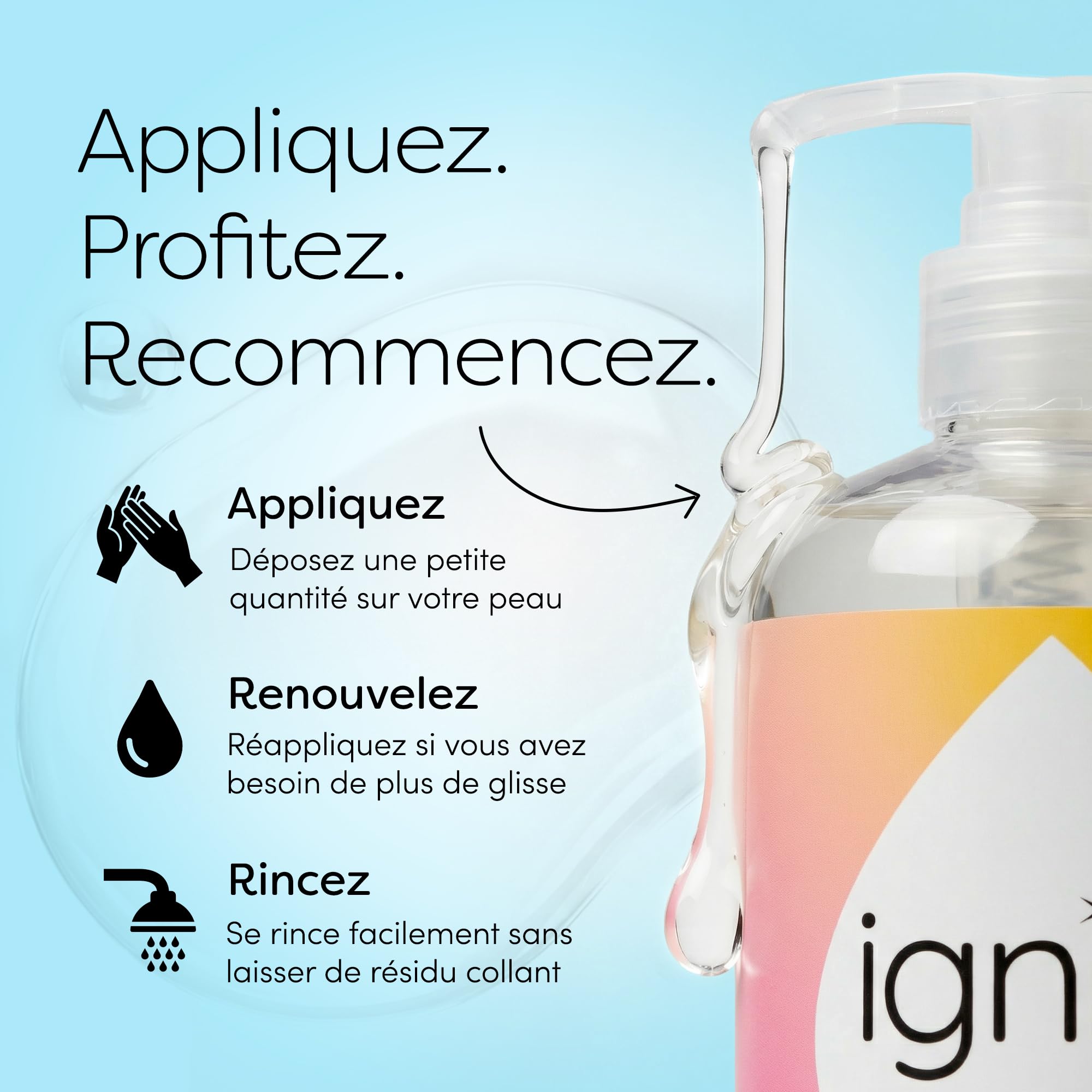 Ignite Lubricants gel intime eau 250 ml sans parfum ph neutre